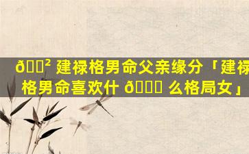 🌲 建禄格男命父亲缘分「建禄格男命喜欢什 🍀 么格局女」